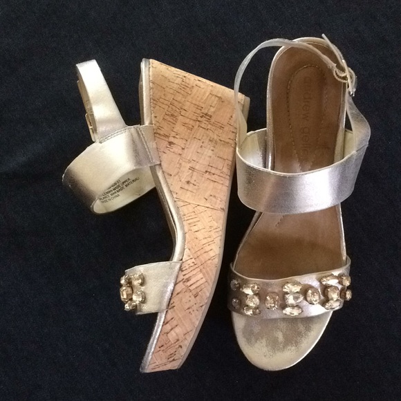Andrew Geller Shoes - Gold sandals with bling!